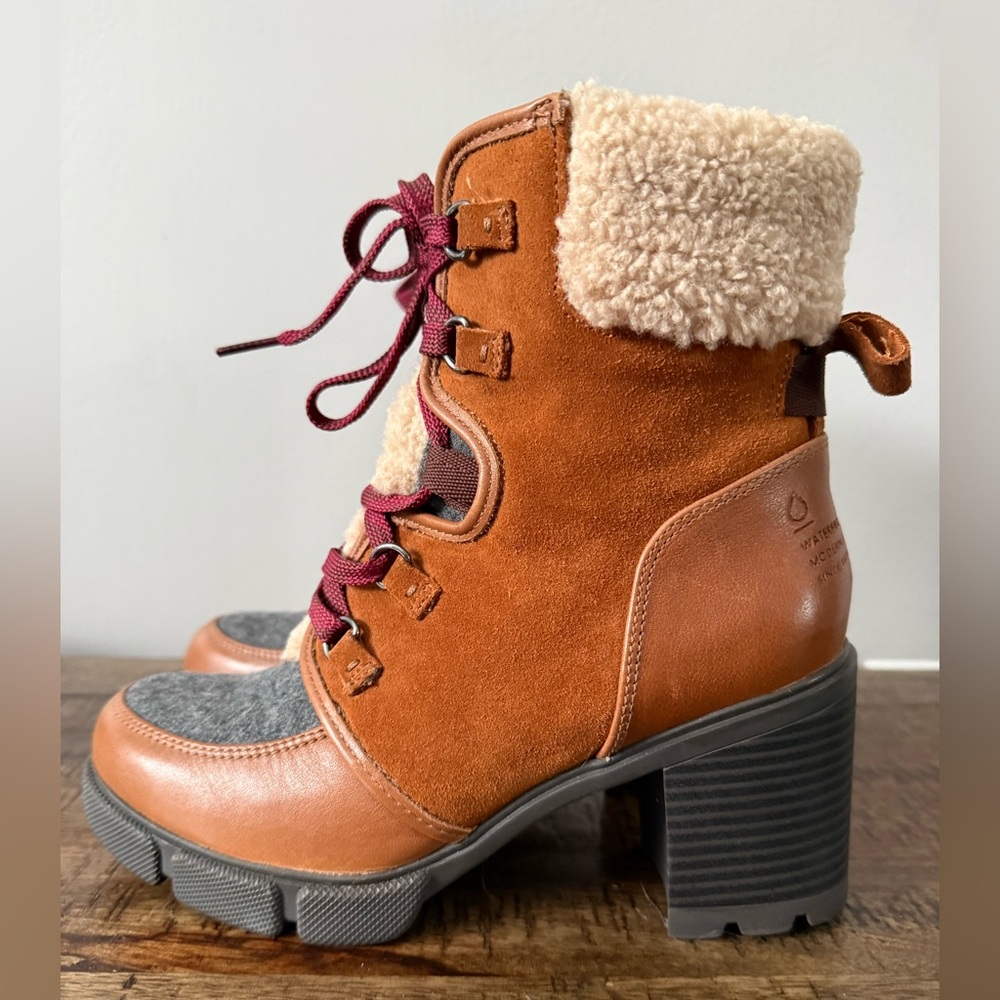 Naturalizer Myla Brown and Tan Lace Up Boots